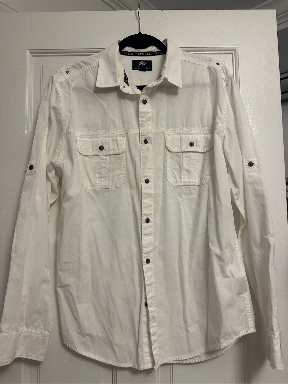 Rock & Republic Cream Button-Front Utility Shirt